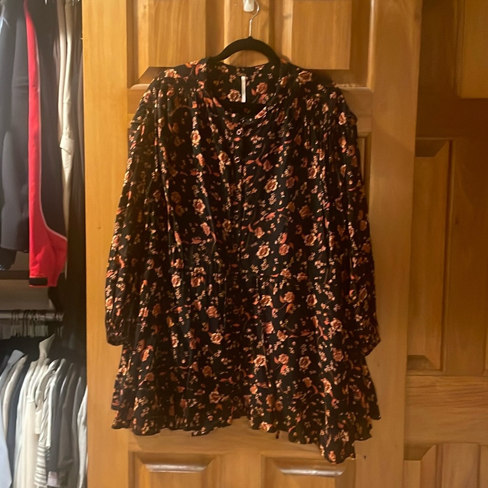 Floral Black and Red Blouse